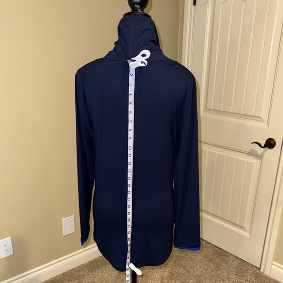 Simply Art by Dolcezza Vibrant Blue Pink Graphic cowl neck sweater Picasso vibes - Picture 7 of 11